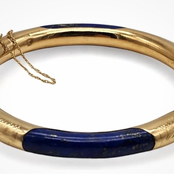 14K Gold Lapis Bangle Bracelet - Picture 13 of 16